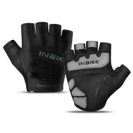 INBIKE Cycling Gloves for Men Mountain Bike Womens Road Bikes Cycle Gel Padded Mens MTB Fingerless Bicycle Biking Exercise Gym Half Finger Accessories Black XL