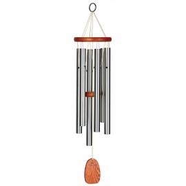 Woodstock Chimes Amazing Grace Wind Chime for Outside 24" Medium Silver,Outdoor Decor for Patio, Porch, Garden, Memorial Gift for Loved Ones AGMS