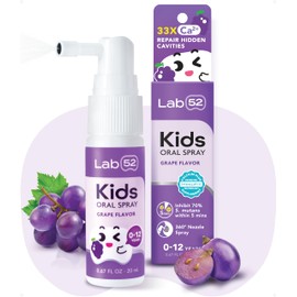 LAB52 Kids Oral Spray, Toddler Toothpaste Helper for Cavity Repair and Fresh Breath, Children Anticavity with Fluoride Free for Newborn to Preschoolers, Xylitol Grape Flavor