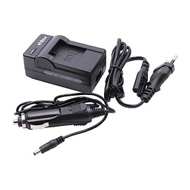 vhbw Ladegerät kompatibel mit Qumox DX 288812, DX 288813, SJ4000 Kamera Camcorder/Akku - Ladeschale, Kfz-Adapter, Ladestandsanzeige