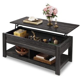 WLIVE Coffee Table, 47" Lift Top Coffee Table with Hidden Compartment and 2 Storage Shelves for Living Room, Espresso