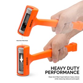 Neiko 02846A 1 LB Dead Blow Hammer, Neon Orange I Unibody Molded | Checkered Grip | Spark and Rebound Resistant