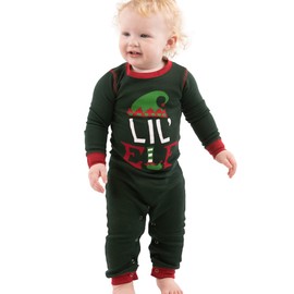 Lazy One Matching Family Christmas Pajamas, Elf Matching Christmas PJs for Family, Adult Tees & Pants Separates (Lil Elf, 18Mo)