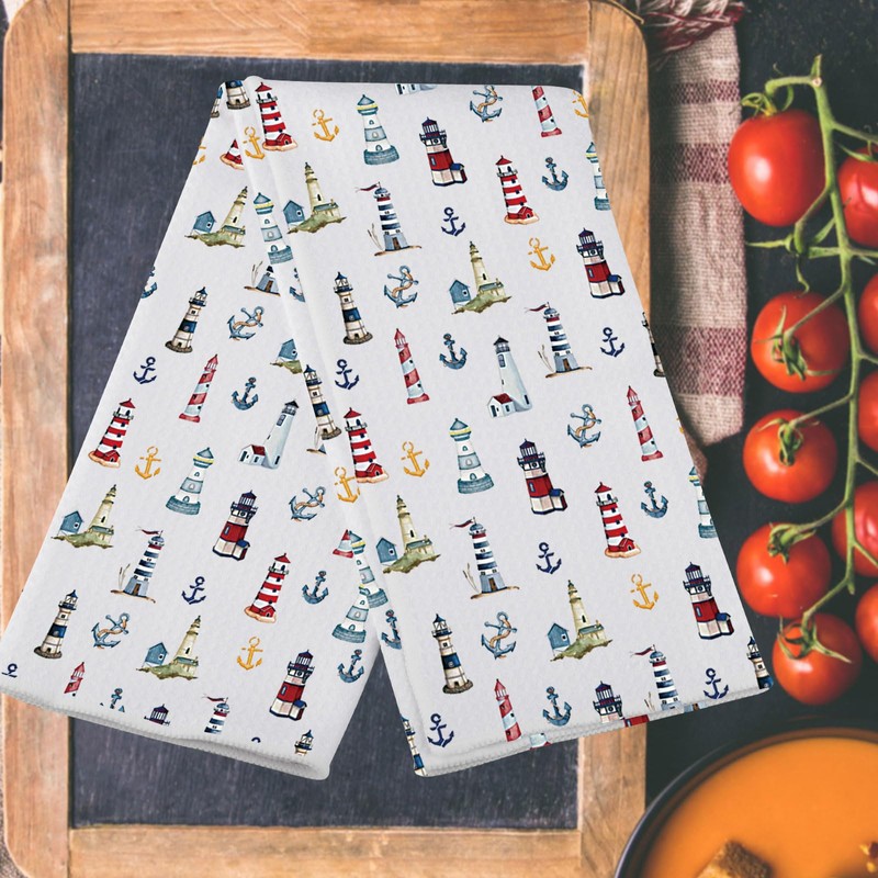 MYSOMY Lighthouse Kitchen Towel Lighthouse Anchor Towels Lighthouse Housewarming Gift