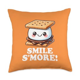 Smile Smore Kawaii Food Pun For S'mores Cookie Lover Throw Pillow