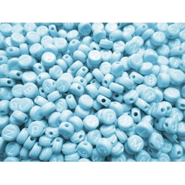 500pcs Alphabet Beads Round Flat Light Blue 7mm Craft Material Huey h1481s80