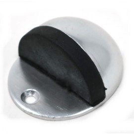 fiXte Bright Aluminium Oval Floor Mounted Half Moon Door Stop Stopper 50mm