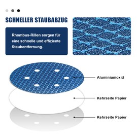 GZKTY Pack of 50 150 mm Velcro Sandpaper, Eccentric Sanding Discs, 6-Hole Grain 120 Diamond Shape Sanding Pads, Abrasive Resistant to Clogging for Random Orbital Sander Sanding Machine