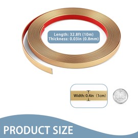 Matte Gold Peel and Stick Wall & Molding Trim, Flexible DIY Strip for Mirror, Floor, Cabinet, Ceiling, Tile Edge (32.8 ft x 0.4 inch)