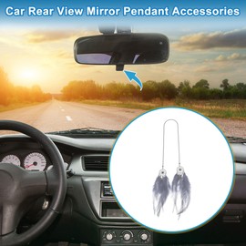 TUCKBOLD 1 Pcs Feather Metal Feather Dream Catcher Car Rear View Mirror Pendant Accessories Car Hanging Ornament Gray