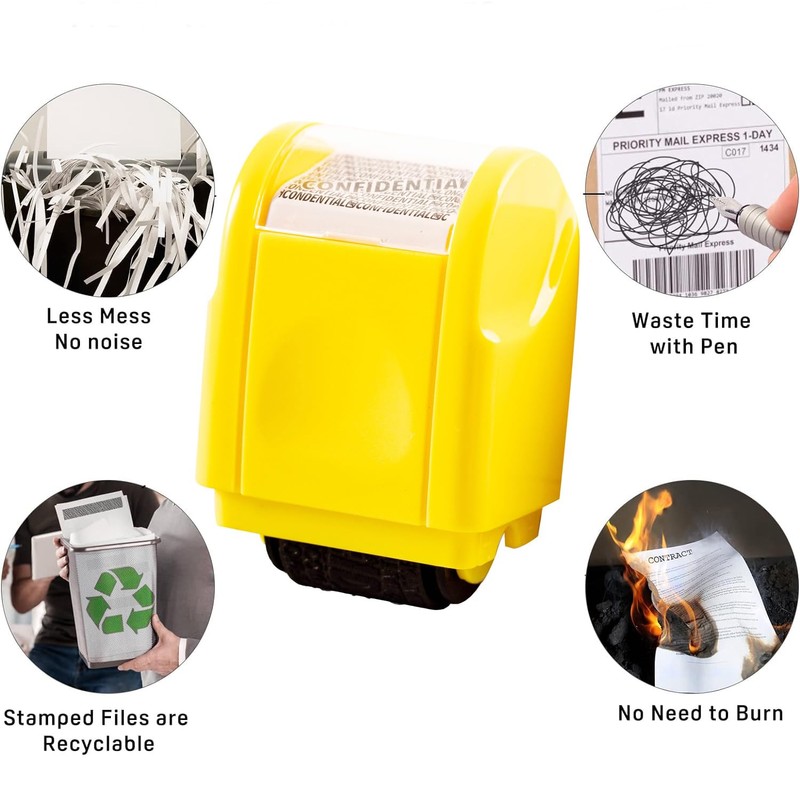 HONGCI Privacy ID Address Blocker Stamp, Yellow, Rectangular, Roller Stamp,