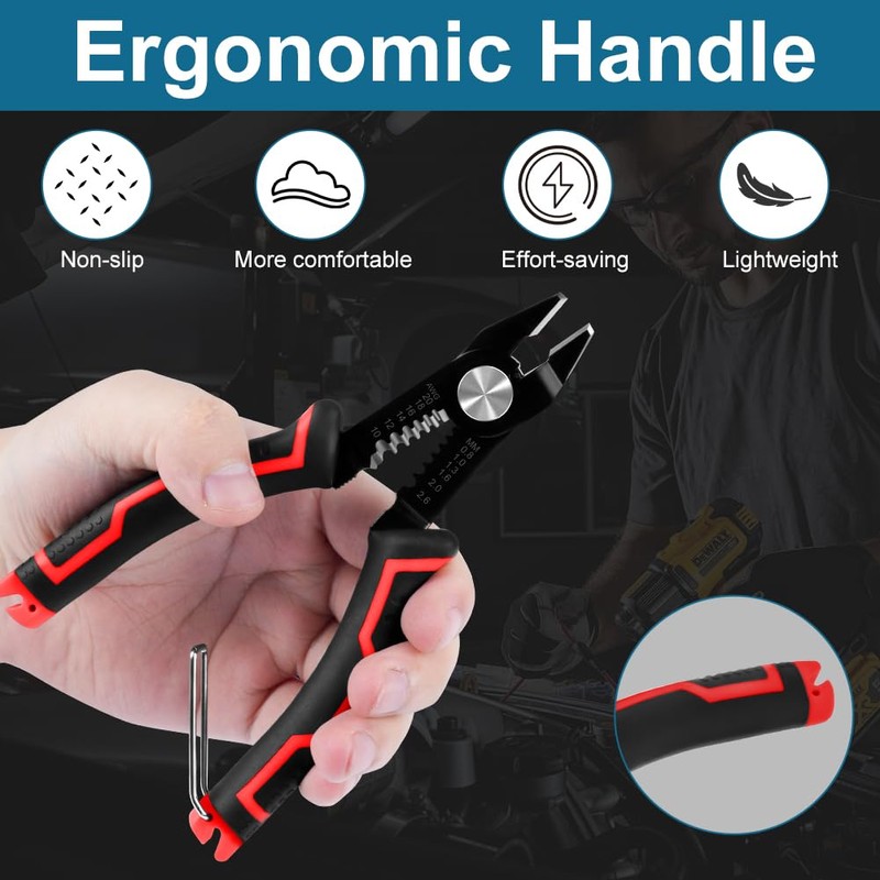 vsshe Wire Stripper and Cutting Pliers, 3-in-1 Wire Stripping Tool