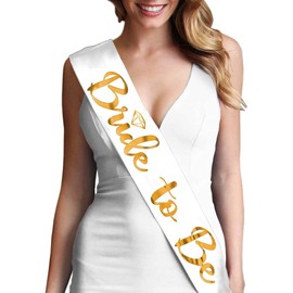 4Pcs White Gold White Hen Party Accessories Set Bride to Be Sash Bridal Tiara Crown Headband Bachelorette Decoration