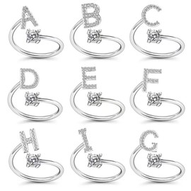 ZZ ZINFANDEL Boho Initial Sliver Rings for Woman,A-Z Statement Dainty Sliver Knuckle Stackable Rings,Fashion Jewelry Vintage Non-tarnish Name Stacking Rings (Q)