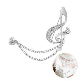 Rhinestone Music Note Brooch Pin with Hanging Chain Musical Treble Clef Music Brooches for Husband Boyfriend Hanging Chains Lapel Pin for Men Suits Fashion Accessories