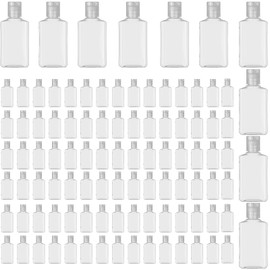 100 Pieces 1 oz Plastic Bottles Clear Travel Bottles with Flip Cap Portable Empty Hand Sanitizer Bottles, Refillable Containers for Travel Business Trip for Shower Gel, Face Creams, Body Lotions
