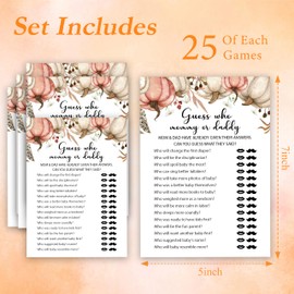 Baby Shower Game Cards, Fall Mommy Or Daddy Game Kit, Gender Reveal Party Supplies Favors, Pumpkins Baby Shower Activity Decorations, Baby Shower Gifts, 25 Game Cards Included -04