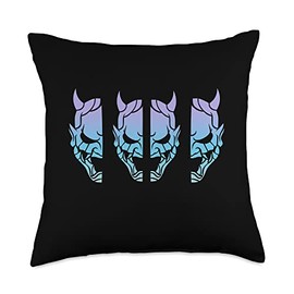 Hannya Oni Mask/ Japan Anime, Demon Warrior Mask, Throw Pillow
