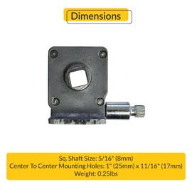 BRIXWELL Center Mount Square Operator, Zinc Construction, Unfinished, 5/16" Square Shaft Hole, 1 x 11/16" Mounting Holes, 0.25lbs Weight, Fits RV Torque Windows, Fleetwood and Mobile Home Windows