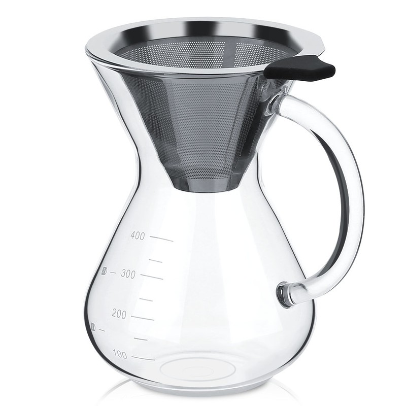 400ml Glass Hand Drip Coffee Maker Filter Pot with Scale