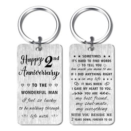 HYHYDHP Happy 2 Year Anniversary for Him Husband, 2nd Second Wedding Anniversary Keychain Gifts Ideas for Men