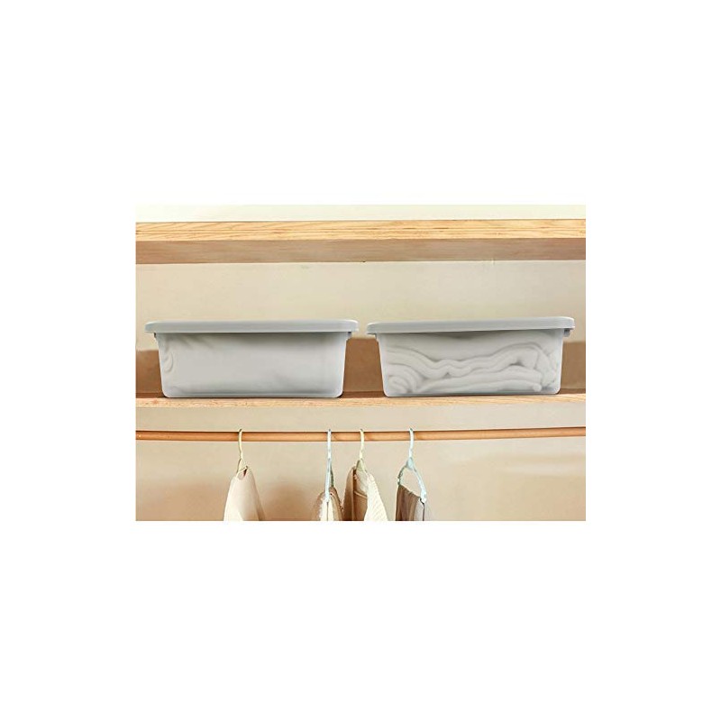 Wekiog Plastic Stackable Storage Bin Frosted Clear with A Grey