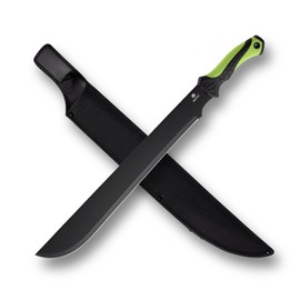 REAT Gardening Heavy Duty Machete,24" Full Tang Machete with Shaeth,Ergonomic No-Slip Handle,Machetes for Bushcraft, Outdoor Hunting, Garden Cutting Trees and Yard Work (Green)