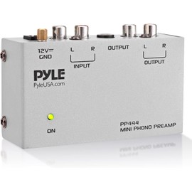 Pyle Phono Preamp, Phono Preamp for Turntable Amplifier, Mini Electronic Audio Stereo Phonograph Preamplifier with RCA Input, Pre Amps, RCA Output & Low Noise Operation Powered by 12 Volt DC Adapter