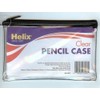 HELIX CLEAR EXAM PENCIL CASE ASSORTED COLOURED ZIPS TRANSPARENT 203