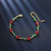 WMHaiMo Red Rose Flower Bracelet for Women Cubic Zirconia Link