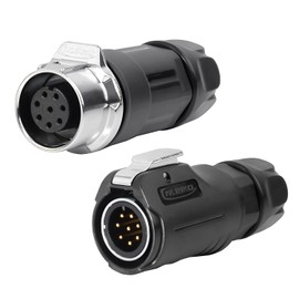 CNLINKO LP-12 8 Pin Connector IP68 Waterproof Circular Electrical Plug for Outdoor Equipment Solar Industrial Machinery DC 12V M12 2-8 Pin Male Plug and Female Plug (8-Pin)