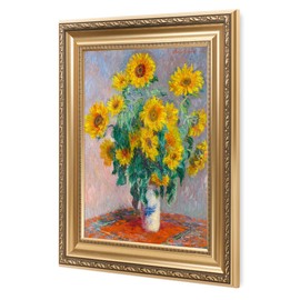 DECORARTS - Bouquet of Sunflowers Claude Monet Art Reproduction. Giclee Print& Museum Quality Framed Art for Wall Decor. Framed size: 26x22