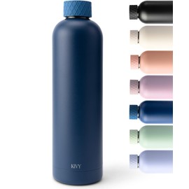 KIVY Stainless Steel Insulated Water Bottle 32oz | Insulated water bottle without straw - Workout water bottles for men Drink bottles for adults - Blue water bottle screw top - Twist top water bottle