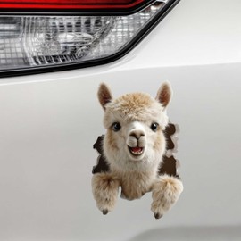 Llama Hole Decal – 3D Fluffy Alpaca Vinyl Sticker – Removable Peel & Stick Wall Décor