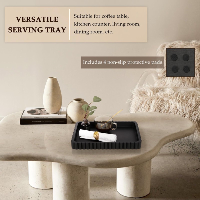 Cathyeen Concrete Decorative Tray for Coffee Table Decor, 14" Coffee