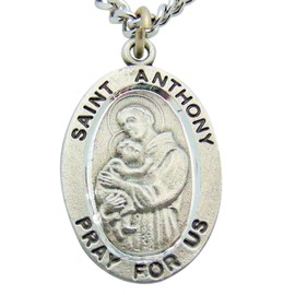 St Anthony Solid Pewter One Inch Saint Medal with Stainless Steel Chain & Gift Bag