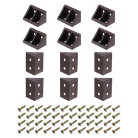 uxcell 20Pcs 90 Degree Plastic Corner Braces, 19x32x19mm Nylon Shelf Right Angle Brackets with Screws for Cabinets, Cupboards (Brown)