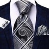 Hi-Tie Mens Plaid Ties Classic Paisley Necktie with Handkerchief Cufflinks