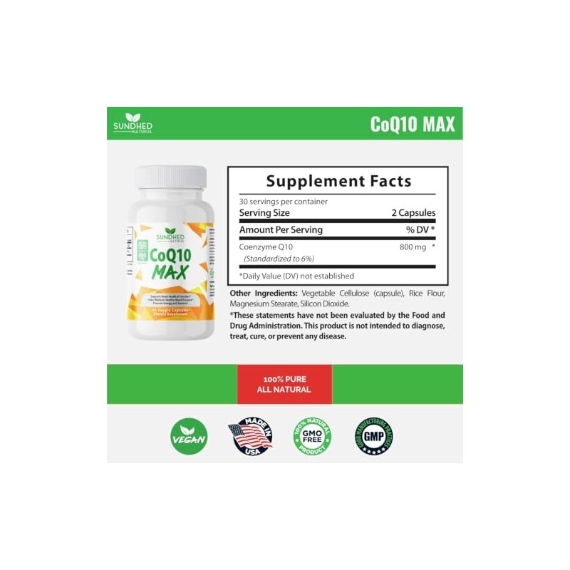 Sundhed Natural CoQ10 Max | 800 mg Antioxidante | Apoyo
