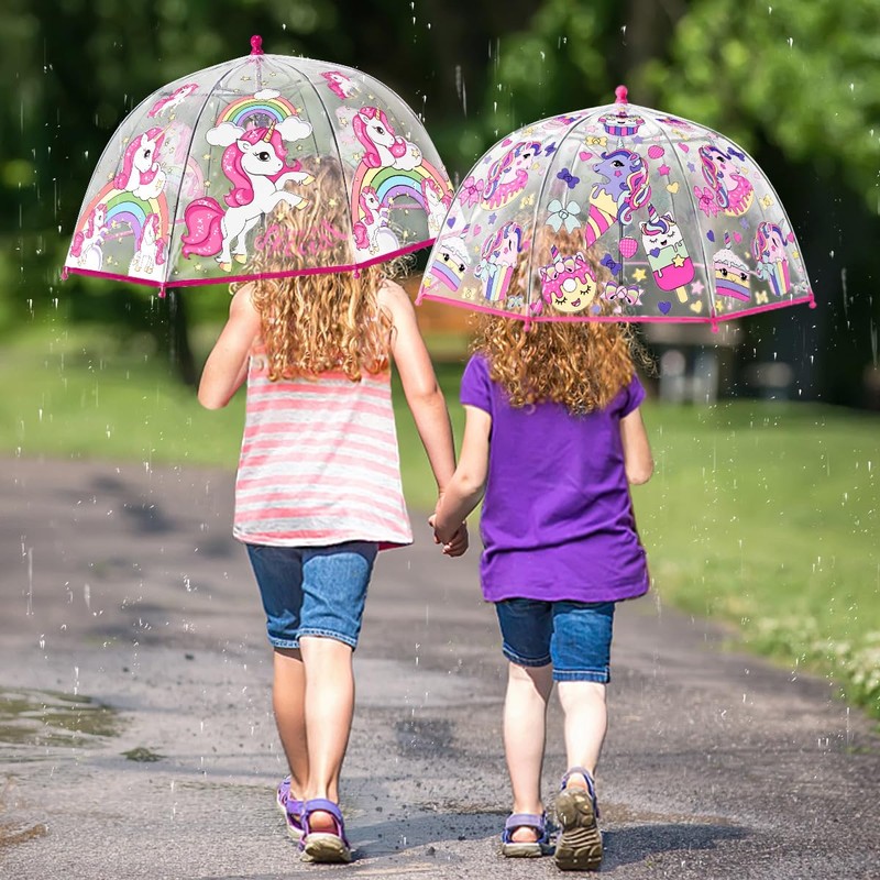 RONIARE 2 Pack Kids Clear Umbrellas for Rain Dome Bubble