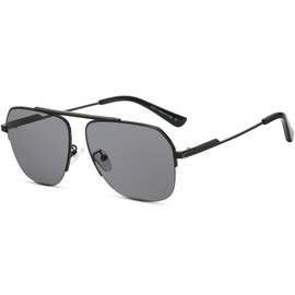 DUCO Retro Sunglasses for Men Women Semi-Rimless Non-Polarised Sunglasses for Driving DC3035, black frame gray lens