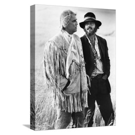 ART.COM Stretched Canvas Print Missouri Breaks by Arthur Penn with Marlon Brando and Jack Nicholson, 1976 (b/w photo), 12" x 16"