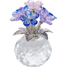 Jiusely Crystal Forget Me Not Flowers Gifts for Women - Glass Flowers Ornaments Gifts for Her - Blue Glass Decor for Wife, Girlfriend - Home, Office & Tabletop Decor
