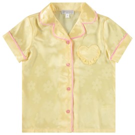 BTween Girls Satin Pajama Set 4 Pack, Short Sleeve Button-Down Sleepwear for Kids, Soft and Breathable Nightwear