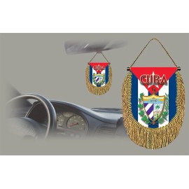CUBA REAR VIEW MIRROR WORLD FLAG CAR BANNER PENNANT