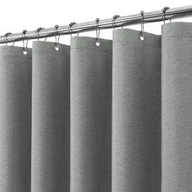 Shower Curtain for Bathroom with Metal Hooks Linen Fabric Shower Curtain Heavy Duty Bath Curtain for Wet Room Bathtub Shower Stall, Hotel Quality, Weighted Hem, Waterproof - 152 x 182cm (Grey)