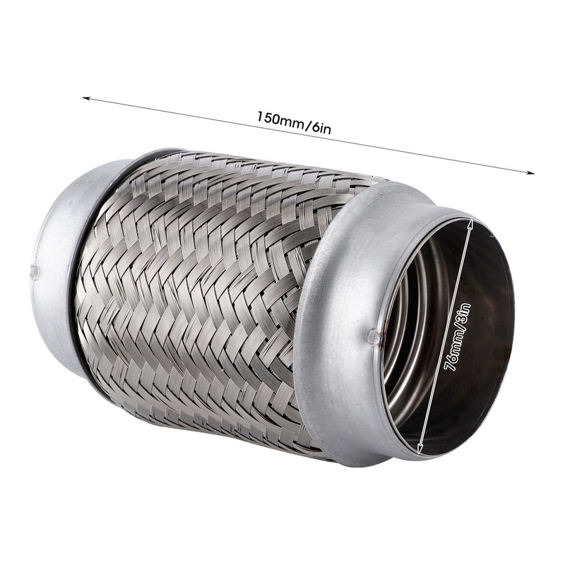 Auto Stainless Steel Exhaust Flexible Pipe Repairing Replacement Tube 150x76mm/6x3in