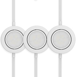 Getinlight LED Puck Lights 3-Pack, 2.75" Metal Housing, Wall-Dimmer Compatible, 2700K Warm White, White Finish, Plug-in or Hardwired, ETL Listed, IN-0107-3