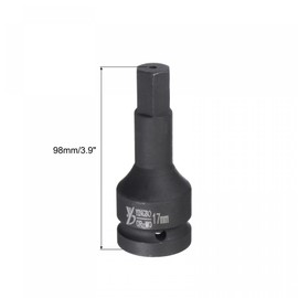 uxcell 17mm Impact Hex Bit Socket, 3/4" Drive 98mm Length High Carbon Steel Metric Sizes