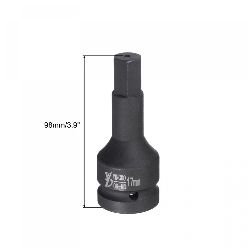 uxcell 17mm Impact Hex Bit Socket, 3/4" Drive 98mm Length